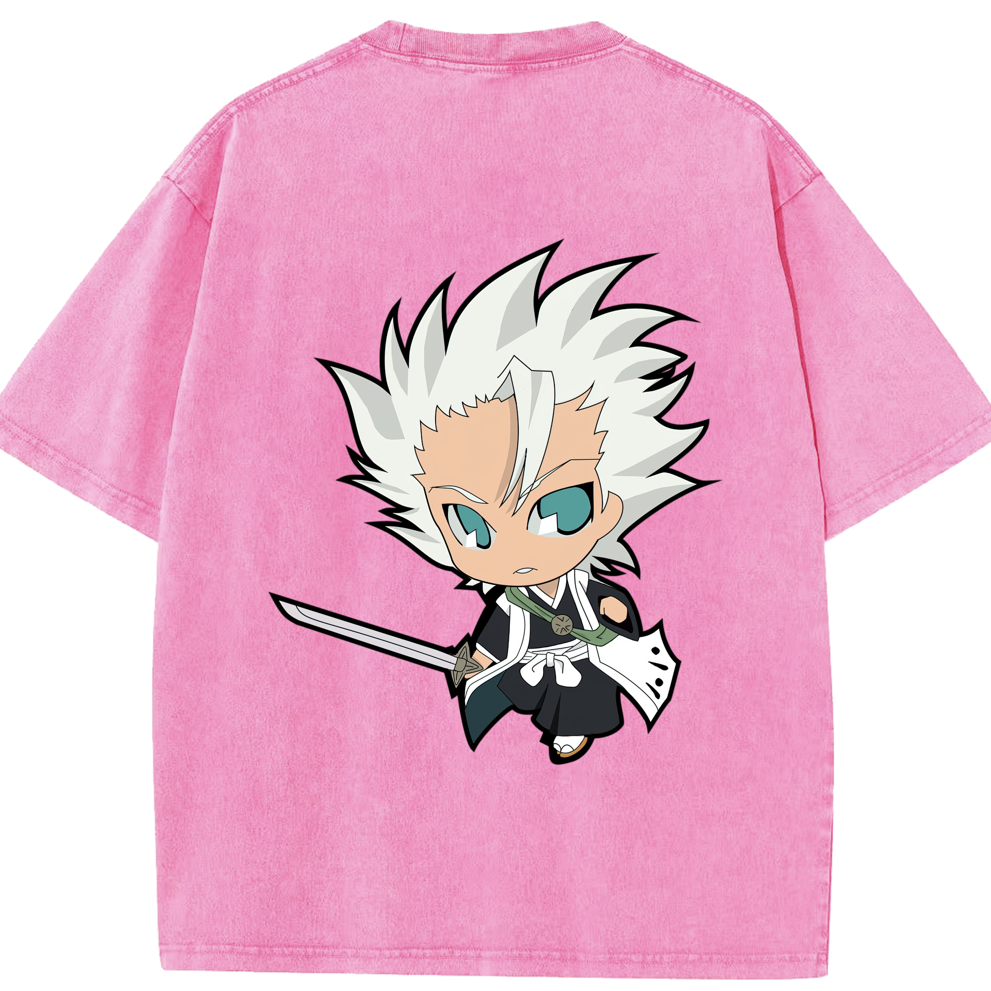 （画像用） ブリーチ 日番谷冬獅郎（ひつがや とうしろう） BLEACH Hitsugaya Toushirou 綿100% ヴィンテージ風 半袖Tシャツ（背面プリント）